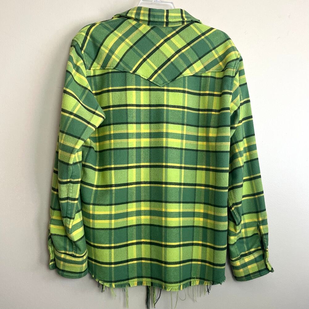Aviator Nation Plaid Flannel Light Weight Unisex Western Shirt in Avocado Plaid - Picture 4 of 15